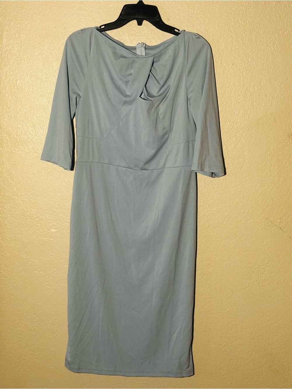 Classic Sage Green Sheath Dress with Twist Front